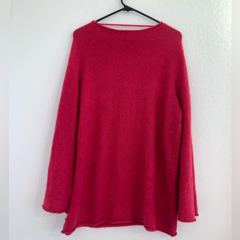 Lane Bryant Fuchsia Pink Lattice Cut Out Long Sleeve Shimmer Sweater NWT - Picture 6 of 15